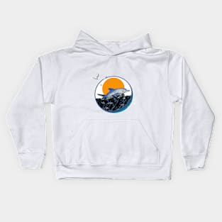 Dolphin and Birds art Kids Hoodie